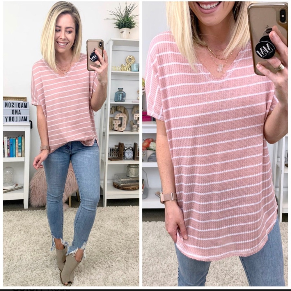 White Birch Pink Striped Top